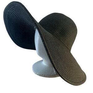 J. CREW Black FAUX STRAW SUN HAT SZ ONE SIZE